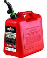 Photo of a new, environmentally friendly, Briggs & Stratton gas can.